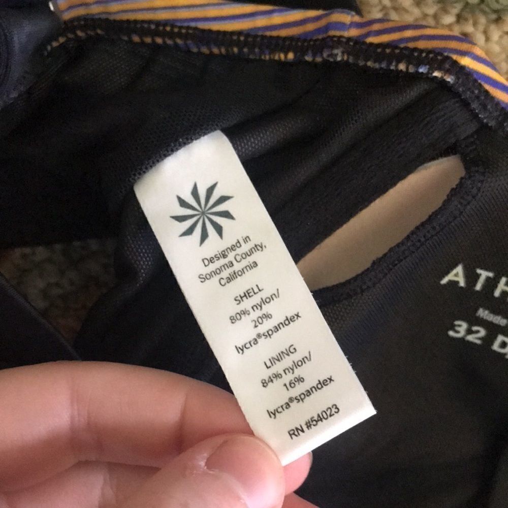 LIKE NEW CUTE ATHLETA STRIPED 32D/DD BIKINI TOP - Picture 4 of 5